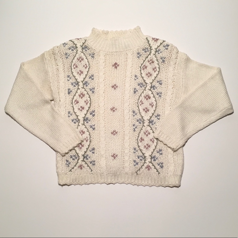Jessica Stevens Mock Neck Retro Sweater White